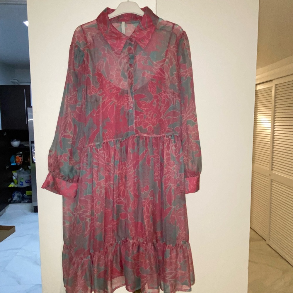 Silk midi printed dress floral